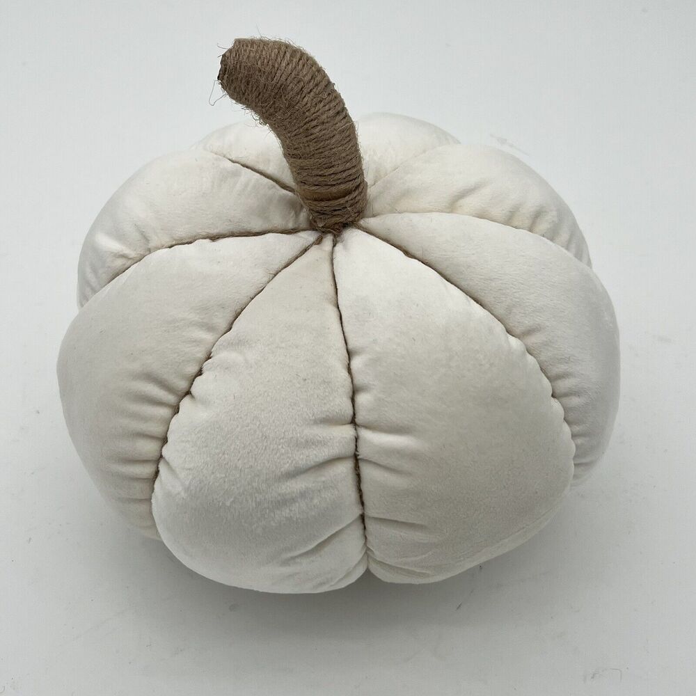 Ivory Velvet Pumpkin Shaped Decorative Pillow Way To celebrate Size 6”X 9” Soft